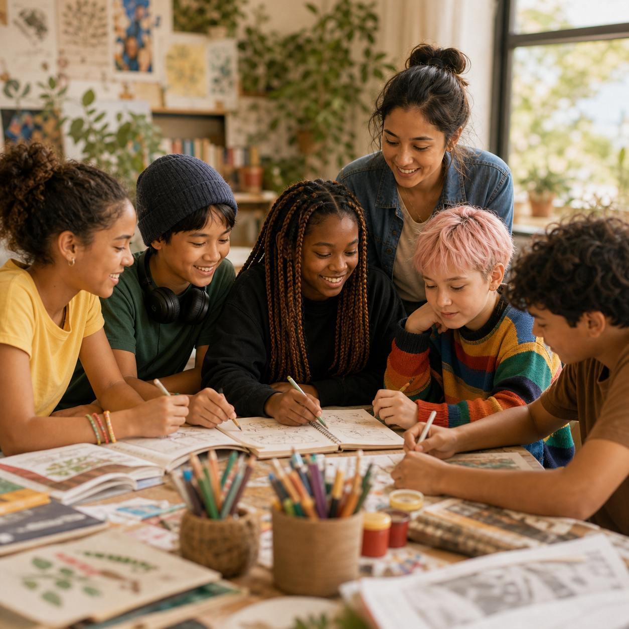 Children exploring and creating together
