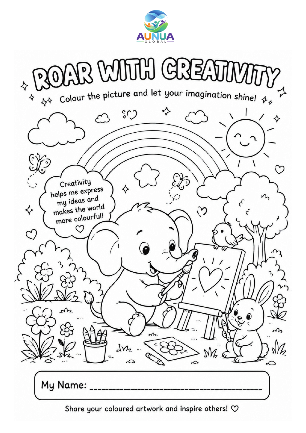 ROAR with Creativity colouring page