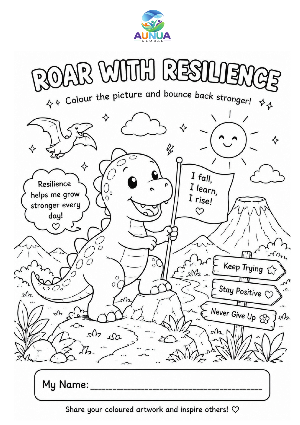 ROAR with Resilience colouring page