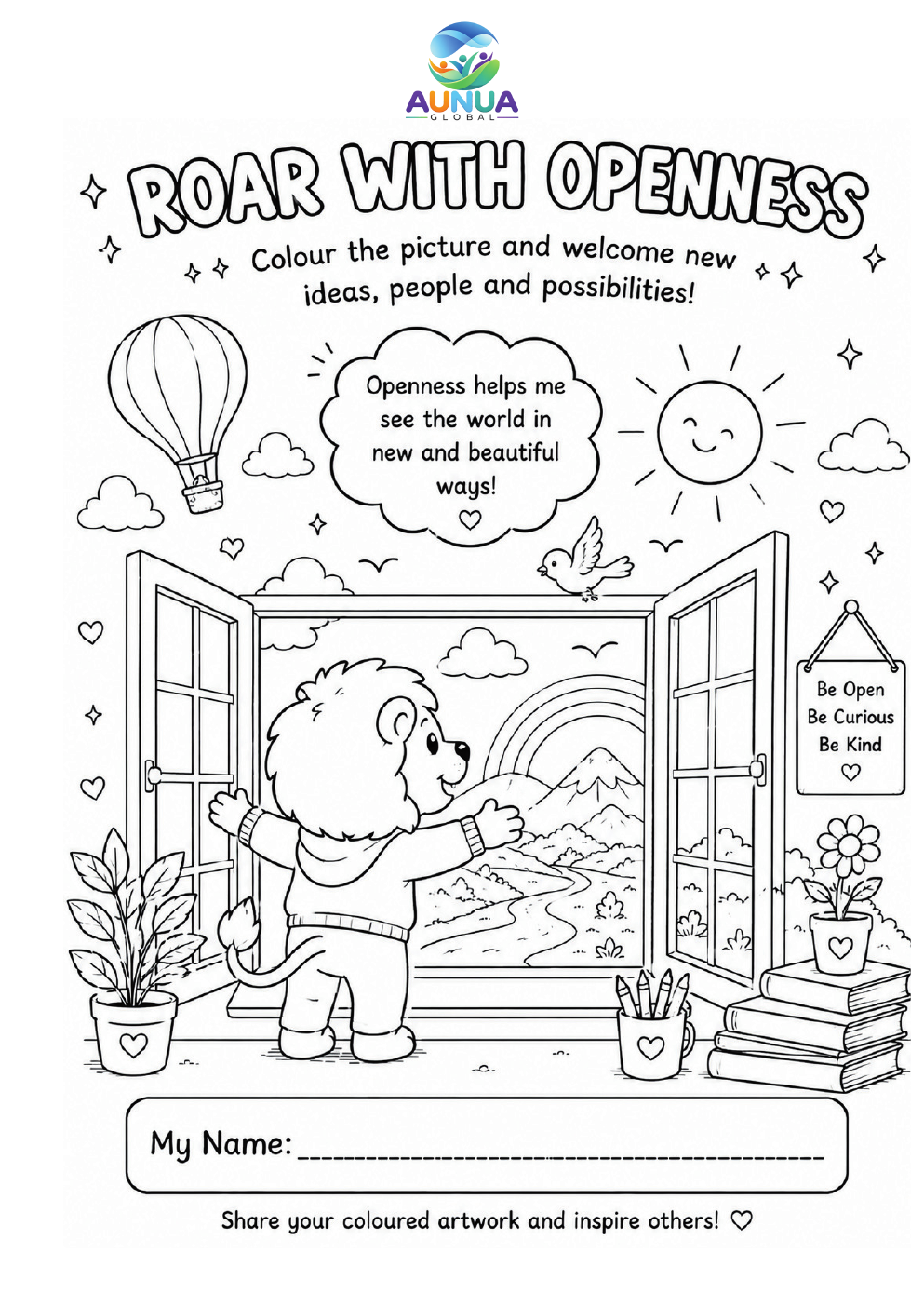 ROAR with Openness colouring page